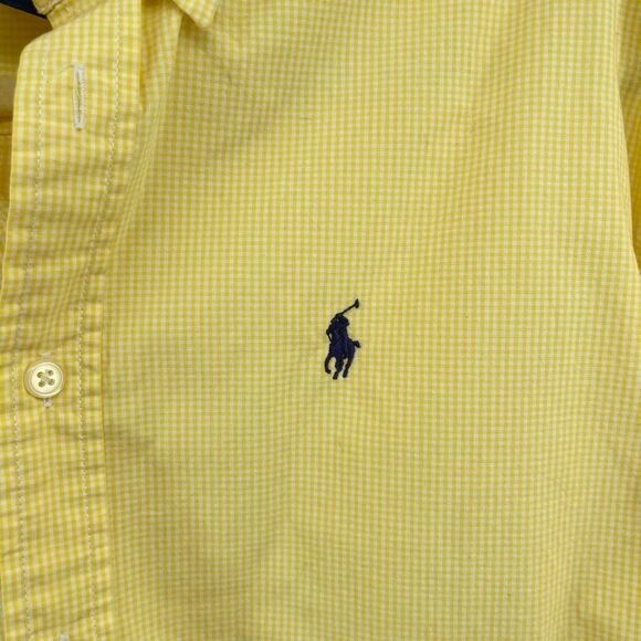 Polo Ralph Lauren Men’s Yellow Gingham Button Down Oxford Shirt Pony Logo Large - Picture 3 of 10